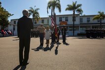 Secretary of the Navy Ray Mabus presents the Navy Cross to Rosa Peralta, the mother of the late Sgt. Rafael Peralta, aboard Camp Pendleton, Calif., June 8, 2015. Sgt. Rafael Peralta was awarded the Navy Cross posthumously after sacrificing his life by absorbing the blast of an enemy grenade and shielding fellow Marines only feet away while serving with Regimental Combat Team 7, 1st Marine Division in Fallujah, Al Anbar province, Iraq, on Nov. 15, 2004. (U.S. Marine Corps photo by Sgt. Luis Vega/Released)