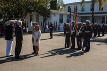 U.S. Marines with 1st Marine Division and family members of the late Sgt. Rafael Peralta attend a Navy Cross Ceremony in his honor on Camp Pendleton, Calif., June 08, 2015. Peralta was awarded the Navy Cross for his actions in support of Operation Al Fajr, in Fallujah, Iraq on November 15, 2004 where he reached out and covered an enemy grenade with his body to shield the blast from his fellow Marines. (U.S. Marine Corps photo by Lance Cpl. Clarence A. Leake/Released)