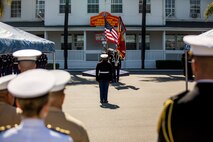 U.S. Marines and Sailors participate in a Navy Cross Presentation Ceremony held in honor of the late Sgt. Rafael Peralta, aboard Camp Pendleton, Calif., June 8, 2015. Sgt. Rafael Peralta was awarded the Navy Cross posthumously after sacrificing his life by absorbing the blast of an enemy grenade and shielding fellow Marines only feet away while serving with Regimental Combat Team 7, 1st Marine Division in Fallujah, Al Anbar province, Iraq, on Nov. 15, 2004. (U.S. Marine Corps photo by Sgt. Luis Vega/Released)