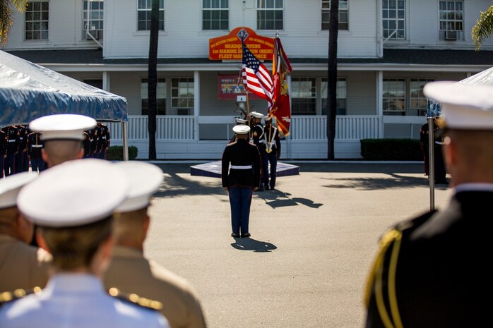 U.S. Marines and Sailors participate in a Navy Cross Presentation Ceremony held in honor of the late Sgt. Rafael Peralta, aboard Camp Pendleton, Calif., June 8, 2015. Sgt. Rafael Peralta was awarded the Navy Cross posthumously after sacrificing his life by absorbing the blast of an enemy grenade and shielding fellow Marines only feet away while serving with Regimental Combat Team 7, 1st Marine Division in Fallujah, Al Anbar province, Iraq, on Nov. 15, 2004. (U.S. Marine Corps photo by Sgt. Luis Vega/Released)