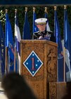 U.S. Marine Corps Lt. Gen. David H. Berger, Commanding General of the I Marine Expeditionary Force, speaks during a Navy Cross Presentation Ceremony held in honor of the late Sgt. Rafael Peralta, aboard Camp Pendleton, Calif., June 8, 2015. Sgt. Rafael Peralta was awarded the Navy Cross posthumously after sacrificing his life by absorbing the blast of an enemy grenade and shielding fellow Marines only feet away while serving with Regimental Combat Team 7, 1st Marine Division in Fallujah, Al Anbar province, Iraq, on Nov. 15, 2004. (U.S. Marine Corps photo by Sgt. Luis Vega/Released)
