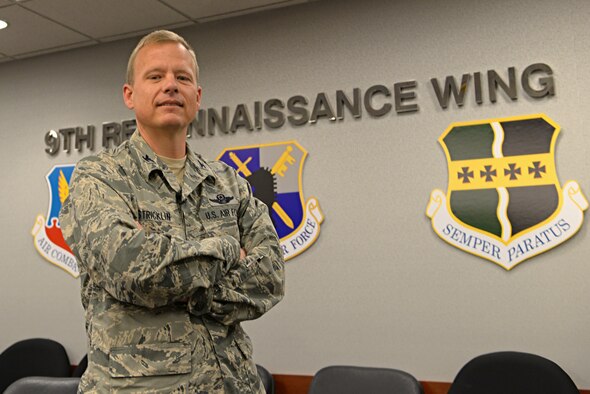 Col. Christopher Stricklin, 9th Reconnaissance Wing vice commander, poses for a photo May 5, 2015, at Beale Air Force Base, California. Stricklin is Beale’s new vice commander, as of June 9, 2015. He was previously assigned as deputy director and U.S. senior national representative, NATO Center of Excellence-Defense Against Terrorism, Ankara, Turkey. (U.S. Air Force photo by Airman 1st Class Ramon A. Adelan/Released)  