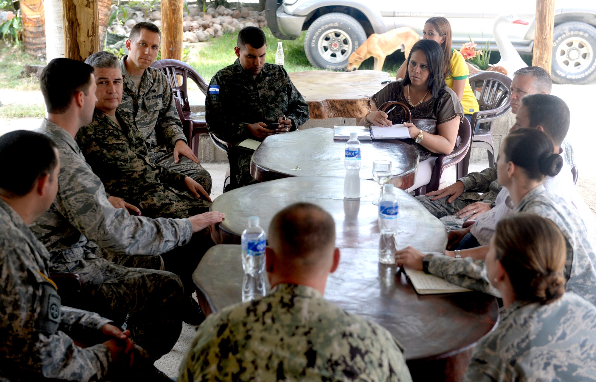 Exercise New Horizons Honduras 2015 leadership and Department of Colón leadership met in Trujillo, Honduras, May 30, 2015. Elliott, a Grove City, Penn., native, held the meeting in order to give local leadership the opportunity to meet and answer questions of various New Horizons personnel prior to the official start of the exercise. New Horizons was launched in the 1980s and is an annual joint humanitarian assistance exercise that U.S. Southern Command conducts with a partner nation in Central America, South America or the Caribbean. The exercise improves joint training readiness of U.S. and partner nation civil engineers, medical professionals and support personnel through humanitarian assistance activities. (U.S. Air Force photo by Capt. David J. Murphy/Released)