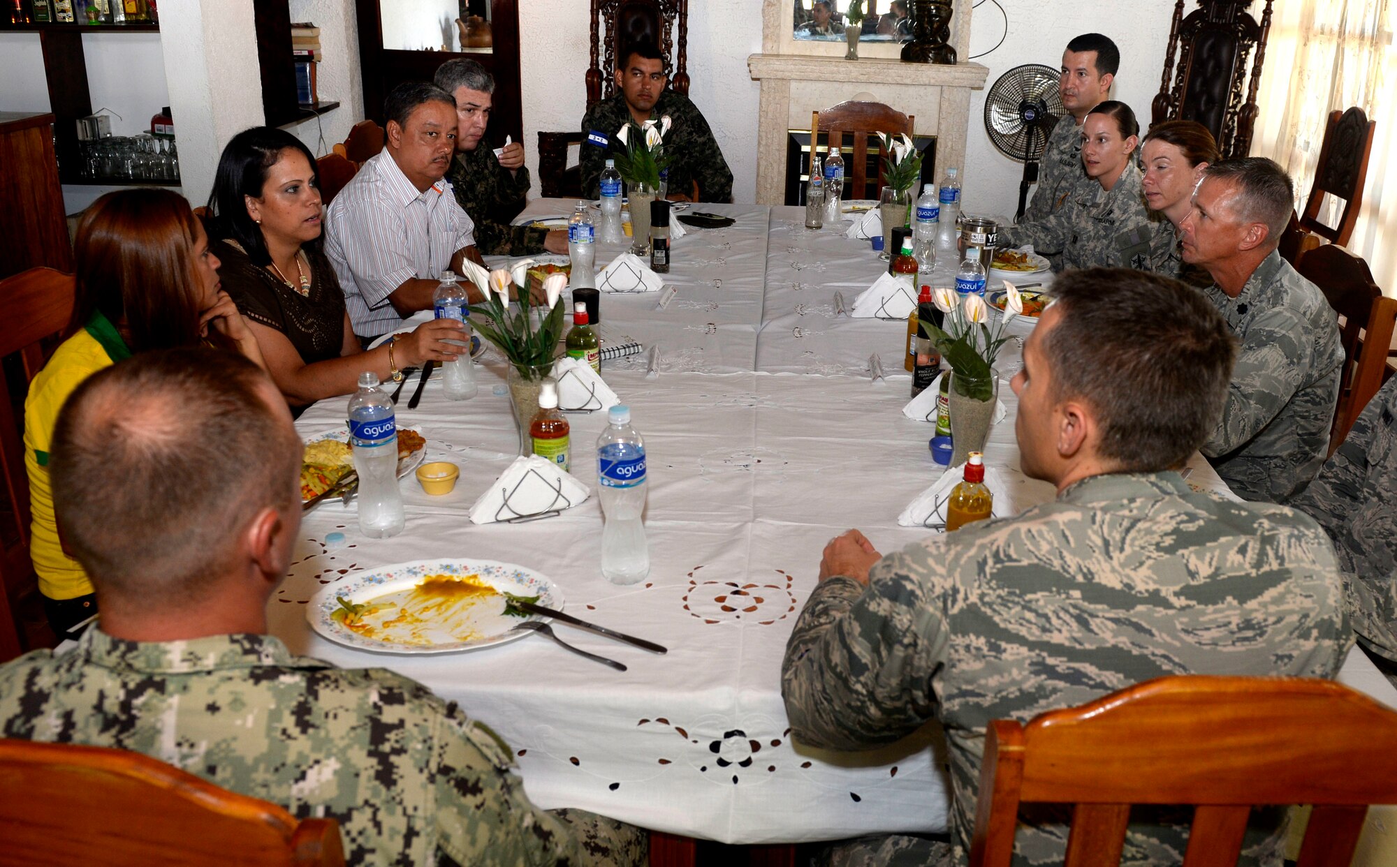 Exercise New Horizons Honduras 2015 leadership and Department of Colón leadership met in Trujillo, Honduras, May 30, 2015. Elliott, a Grove City, Penn., native, held the meeting in order to give local leadership the opportunity to meet and answer questions of various New Horizons personnel prior to the official start of the exercise. New Horizons was launched in the 1980s and is an annual joint humanitarian assistance exercise that U.S. Southern Command conducts with a partner nation in Central America, South America or the Caribbean. The exercise improves joint training readiness of U.S. and partner nation civil engineers, medical professionals and support personnel through humanitarian assistance activities. (U.S. Air Force photo by Capt. David J. Murphy/Released)