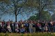 Normandy locals watch as U.S. Army Soldiers parachute over the historic La Fiere drop zone near Sainte Mere Eglise, Normandy, France, June 7, 2015, to commemorate the 71st Anniversary of D-Day. More than 380 U.S. service members from Europe and affiliated D-Day historical units participated in the 71st Anniversary air drop as part of Joint Task Force D-Day 71. The task force, based in Sainte Mere Eglise, France, is supporting local events across Normandy, from June 2-8, 2015, to commemorate the selfless actions by all the Allies on D-Day that continue to resonate 71 years later.(U.S. Air Force photo/Senior Airman Nicole Sikorski)