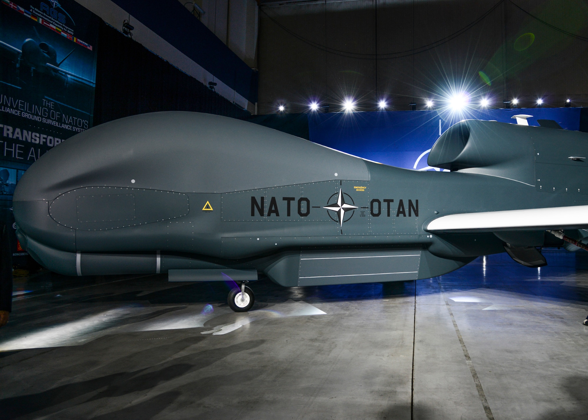 Northrop Grumman unveiled the NATO Alliance Ground Surveillance system June 4 at its Site 3 facility at U.S. Air Force Plant 42 in Palmdale, California. (U.S. Air Force photo by Rebecca Amber)