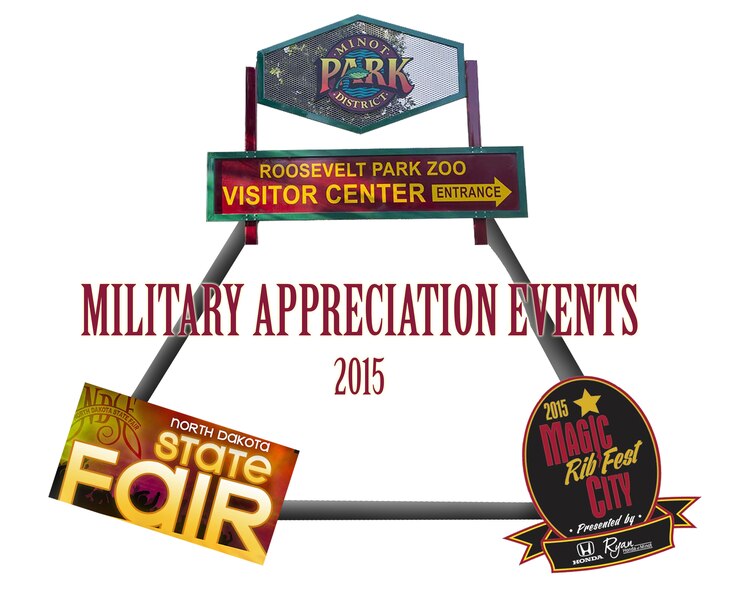 Free and discounted military appreciation events throughout the summer of 2015 are scheduled for the city of Minot for all military members and their families. Appreciation days are just some of the benefits offered by the city of Minot for its military members. (U.S. Air Force graphic/Airman 1st Class Christian Sullivan)