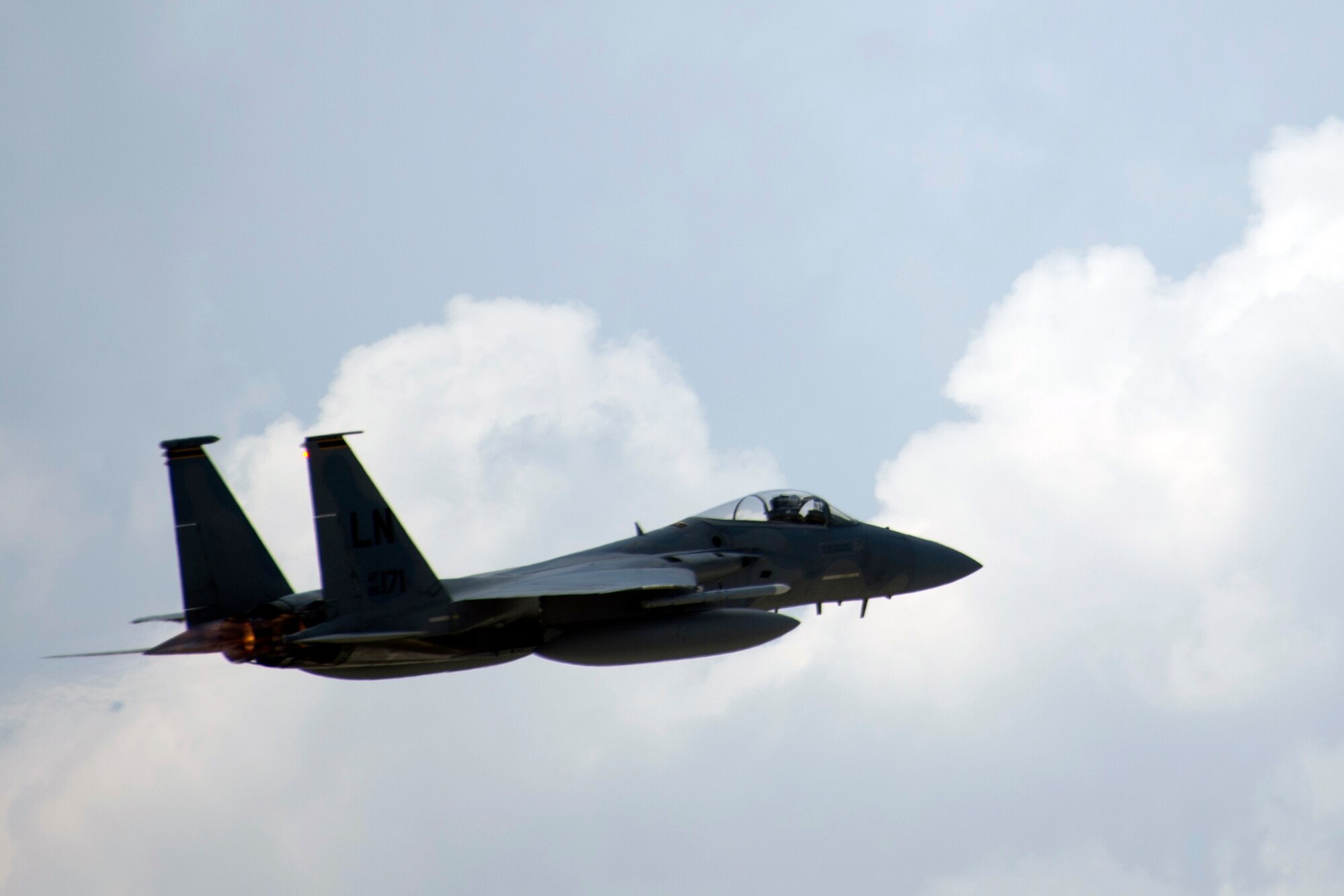 An F-15C Eagle from the 493rd Fighter Squadron, Royal Air Force Lakenheath, England, takes off during Anatolian Eagle 15 at 3rd Main Jet Base, Turkey, June 8, 2015. Anatolian Eagle is a two-week flying training exercise involving U.S. Air Forces in Europe units and multiple NATO partners. (U.S. Air Force photo by Tech. Sgt. Eric Burks/Released)