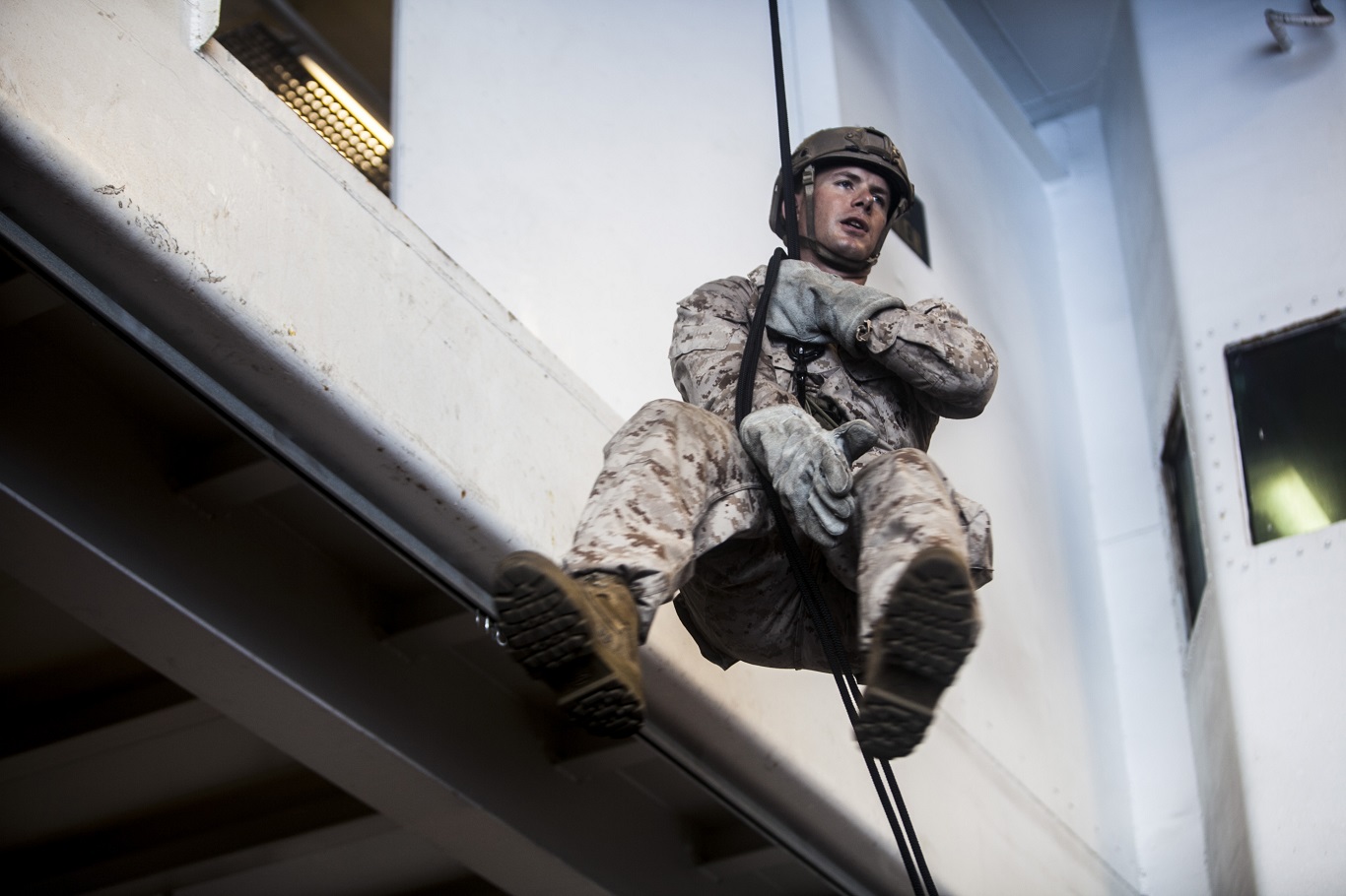 Going Down: 15th MEU Marines maintain rappelling skills