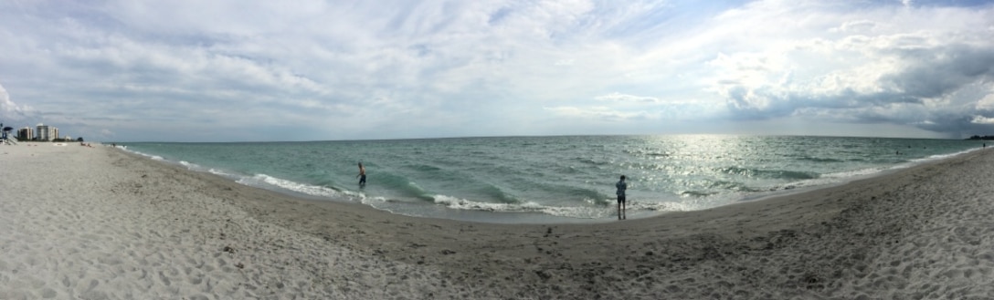 Panorama of newly renourished Venice Beach 