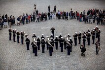 U.S. Marines with the 1st Marine Division Band perform at Les Invalides in Paris, France, on May, 28, 2015. The band's performance is one of many events that will be taking place during their visit to France as part of the Belleau Wood anniversary ceremony. (U.S. Marine Corps photo by Sgt. Luis A. Vega/Released)