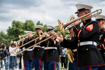 U.S. Marines with the 1st Marine Division Party Band perform at Les Invalides in Paris, France, on May, 28, 2015. The band's performance is one of many events that will be taking place during their visit to France as part of the Belleau Wood anniversary ceremony. (U.S. Marine Corps photo by Sgt. Luis A. Vega/Released)