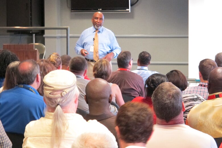 James Braxton, director, Office of Diversity and Leadership at Headquarters, U.S. Army Corps of Engineers conducts Sexual Harassment/Assault Response Prevention training for Huntsville Center employees June 9.