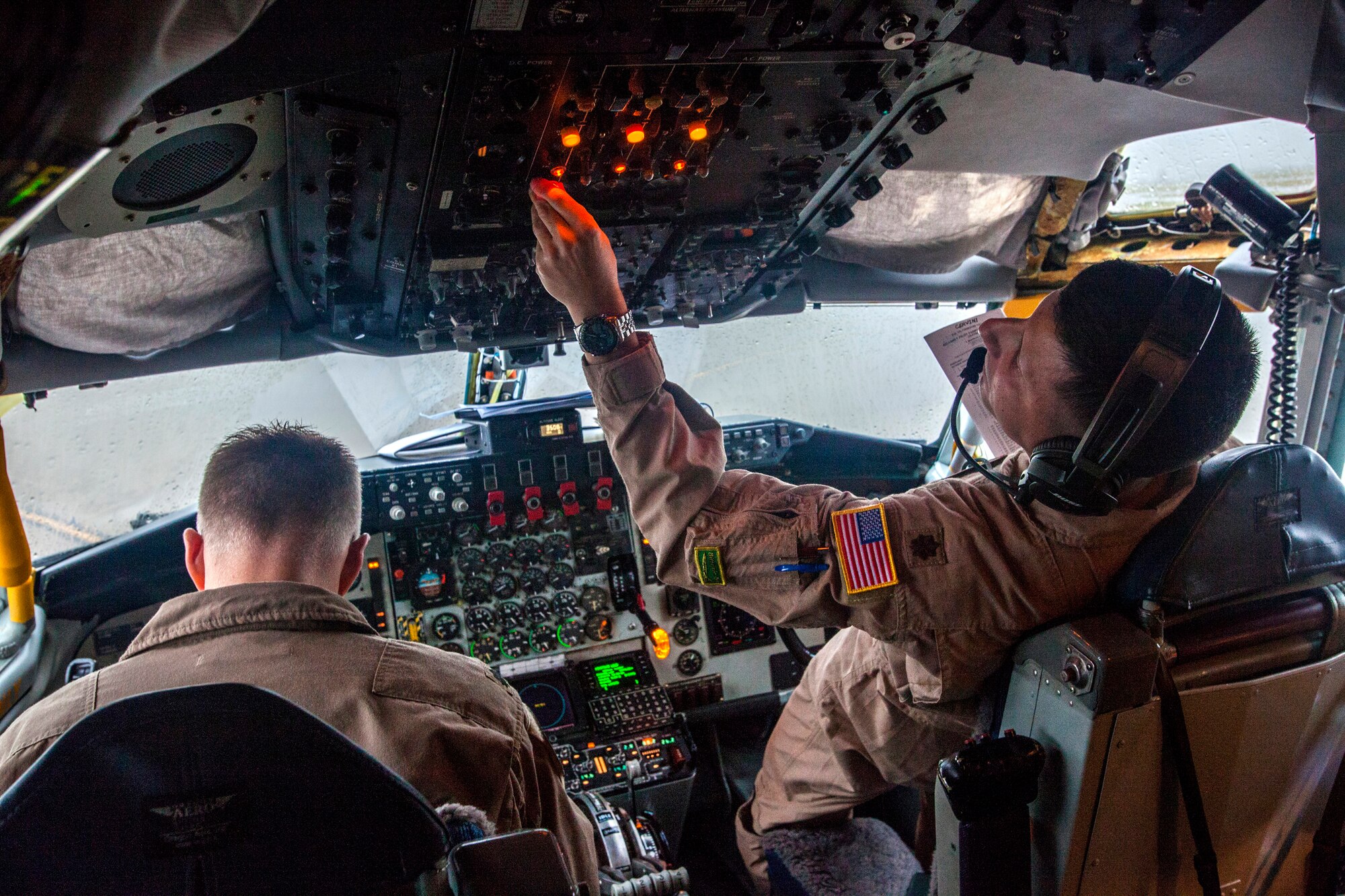 Aircrews prepare KC-135R Stratotankers with the 108th Wing, New Jersey Air National Guard, for takeoff on Joint Base McGuire-Dix-Lakehurst, N.J., June 2, 2015. Approximately 50 Airmen from the 108th Wing deployed to the Central Command area of responsibility in support of Operations Enduring Freedom and Freedom's Sentinel. (U.S. Air National Guard photo by Master Sgt. Mark C. Olsen/Released)