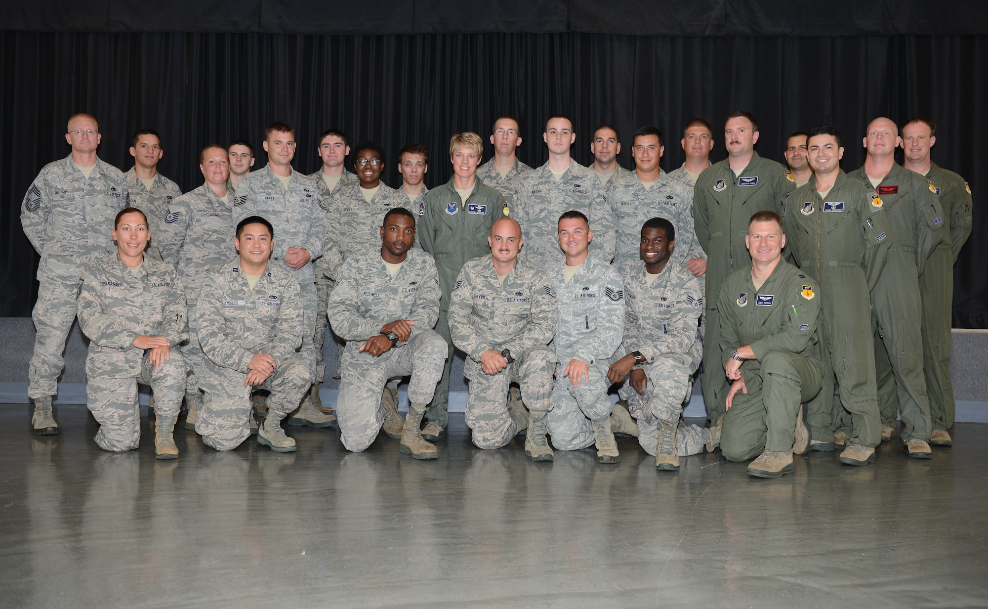 Col. Kristin Goodwin, 2nd Bomb Wing commander, meets for lunch with the 2nd Bomber Wing Maintenance Group June 3, 2015, at Andersen Air Force Base, Guam. Goodwin toured Andersen to meet with the units and Airmen in support of U.S. Pacific Command’s Continuous Bomber Presence mission. (U.S. Air Force photo by Airman 1st Class Arielle Vasquez/Released)
