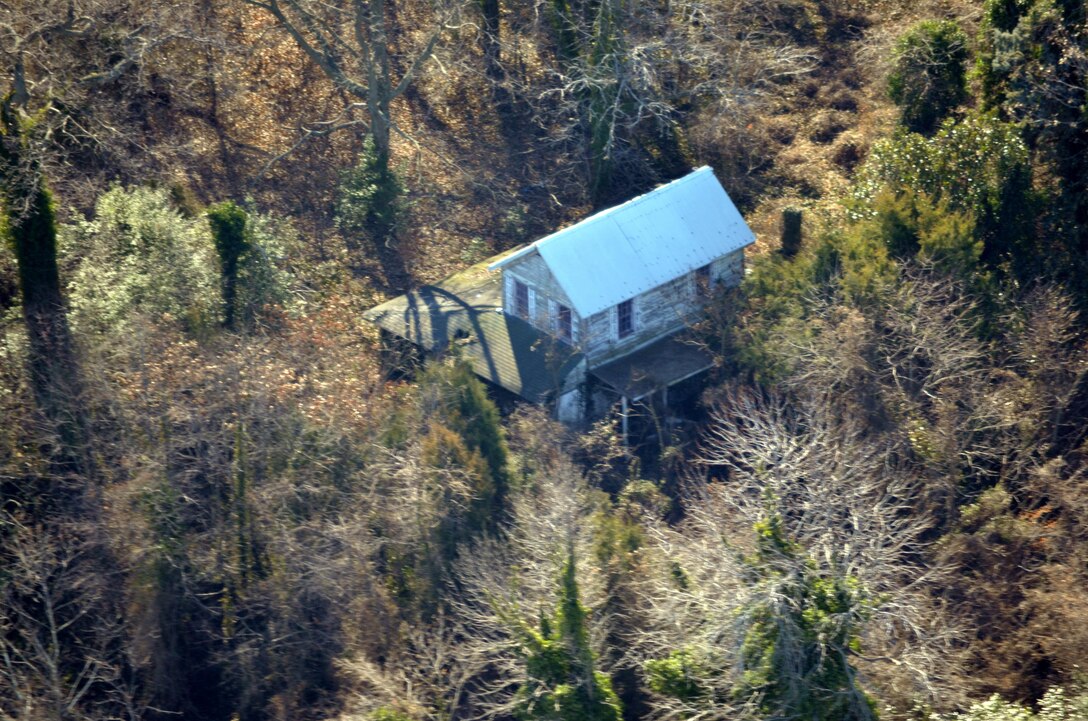 One of the three houses believed to be still standing on Chopawamsic Island, located adjacent to Marine Corps Air Facility Quantico, can be seen in this aerial photo from February 2015