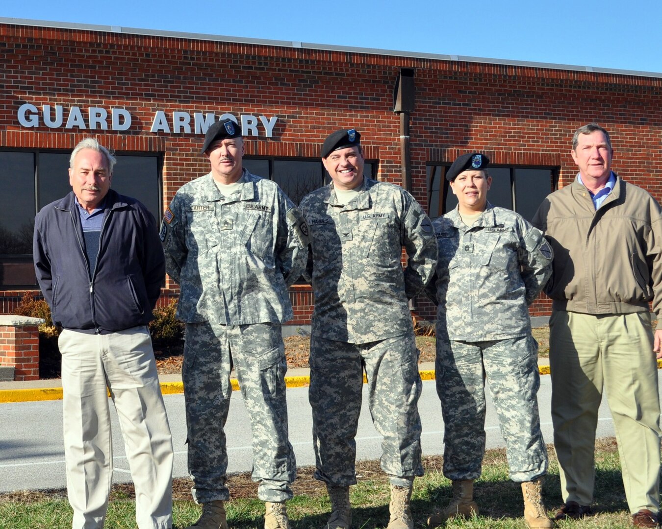 Richard Copas, Army Staff Sgt. Walter Carter Jr., Army Col. Charlie Harris, Army Sgt. 1st Class Debra Faris and N.A. Filiatreau headed up a security program that earned Kentucky nationwide recognition.