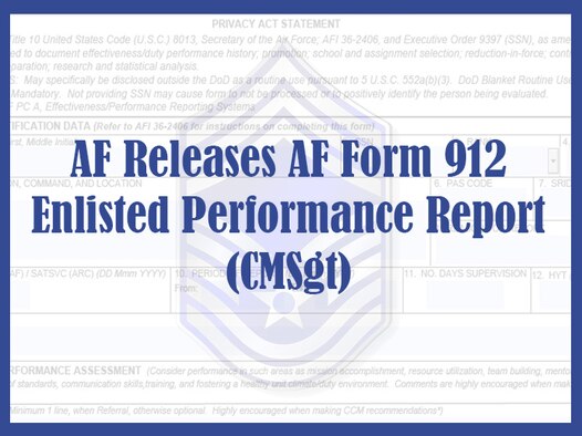 Chief EPRs to be accomplished on new Form 912 > Air Force's Personnel