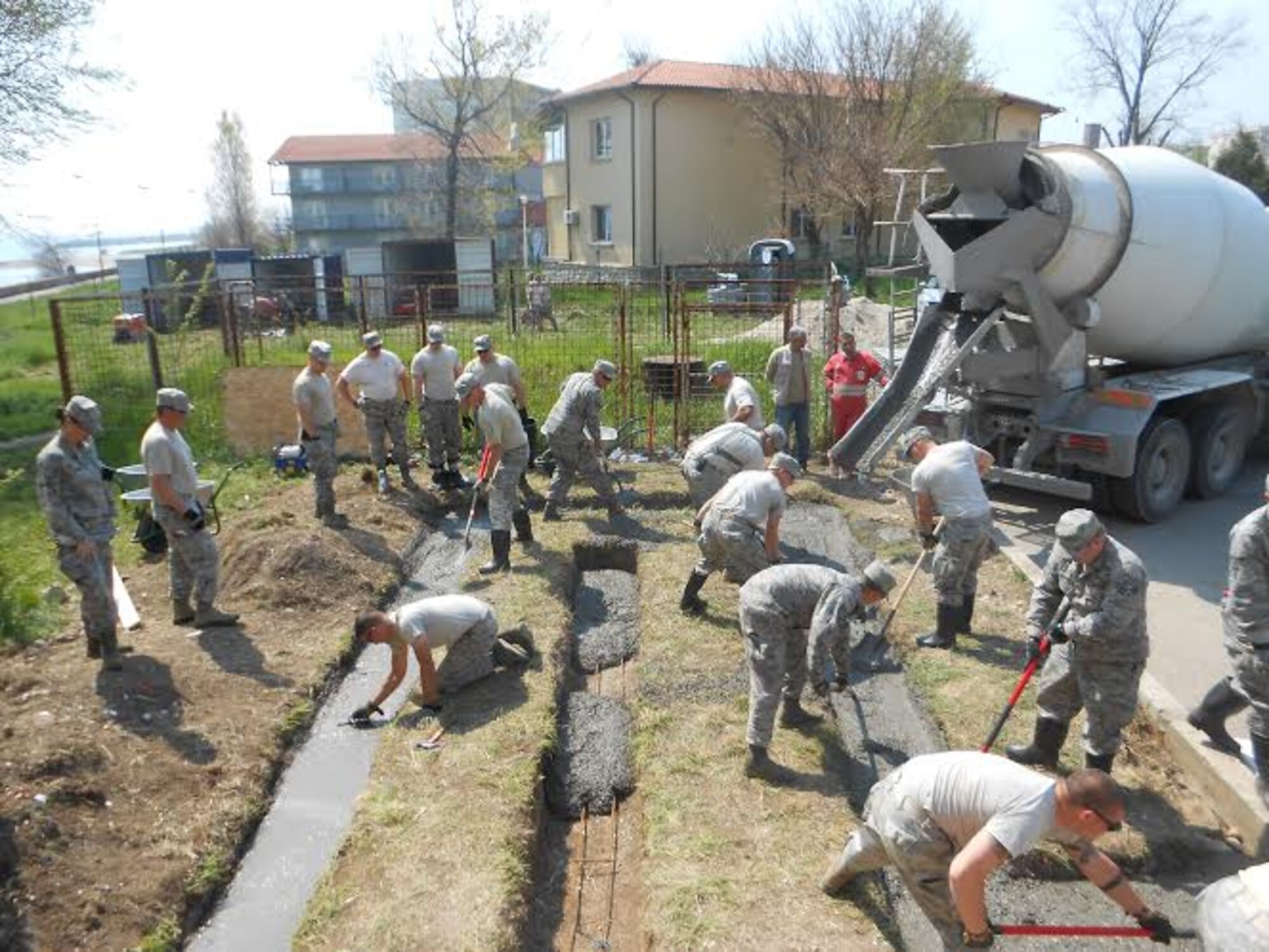 Alabama Guardsmen from the 117th Air Refueling Wing Civil Engineering Squadron renovate a Romanian medical clinic as part of a Deployment for Training mission April 2015 .  (Courtesy Photo/Released)