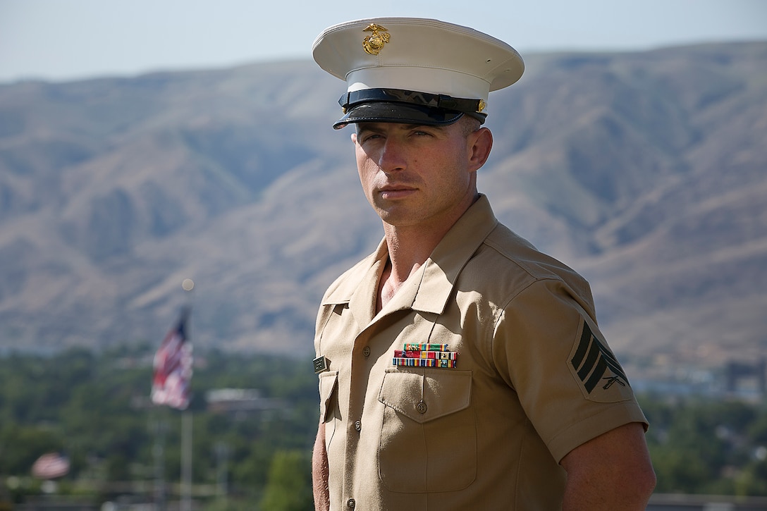 Sgt. Cody Leifheit, a Marine recruiter in Lewiston, Idaho, responded to a 19-year-old man hanging himself from a tree outside his house June 7, 2015. Without hesitation, the 28-year-old infantry Marine from Ferndale, Washington climbed up the tree 25 feet and took hold of the man, who wasn’t breathing and lacked a pulse. Leifheit worked to keep him alive until first responders arrived, continuously performing chest compressions as the man faded in and out. Despite spending 48 hours in a coma, the man survived. (U.S. Marine Corps photo by Sgt. Reece Lodder)