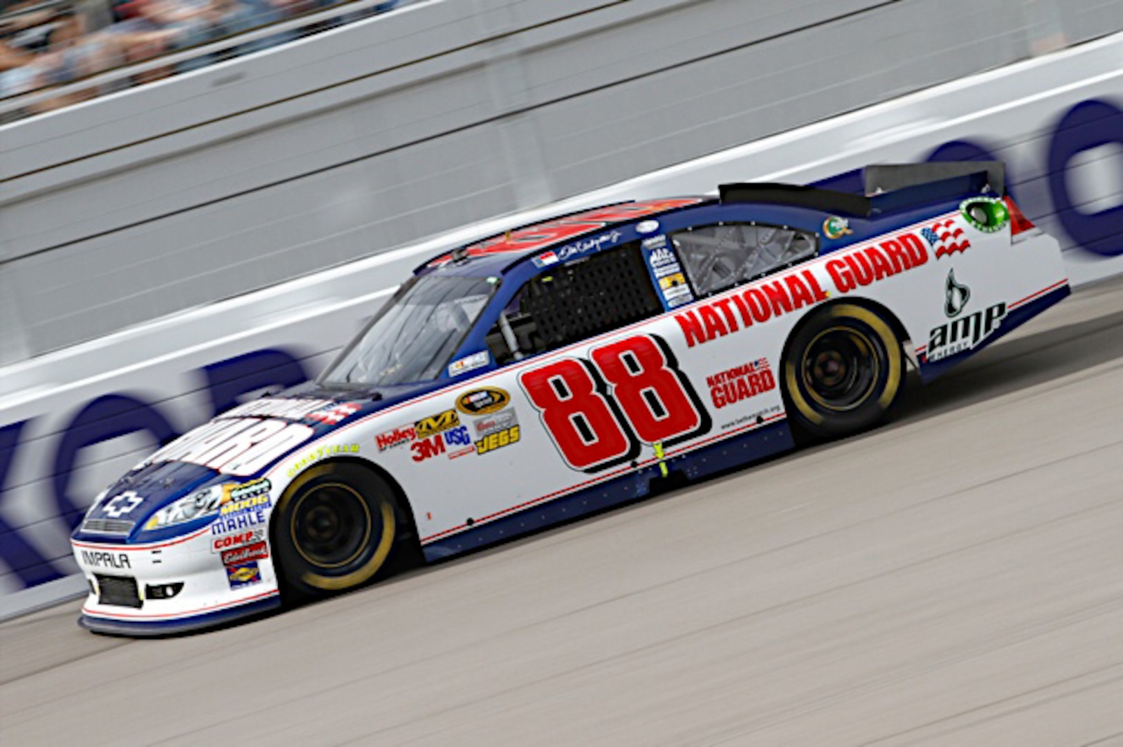 Dale Earnhardt Jr., driver of the No. 88 National Guard NASCAR racecar, speeds down the track at the Las Vegas Motor Speedway in Las Vegas, Nev., March 6, 2011. Dale Jr. finished the day with an eighth place finish, moving him into 10th place in the points race.
