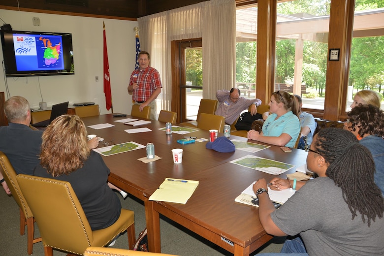 Tommy Mason, Old Hickory Resource Manager,Old Hickory Dam, talks with  Local high school teachers during an externships briefing with the U.S. Army Corps of Engineers Nashville District to develop a Science, Technology, Engineering and Mathematics class curriculum at the Old Hickory Resource Manager's Office in Hendersonville, Tenn., June 9, 2015. 