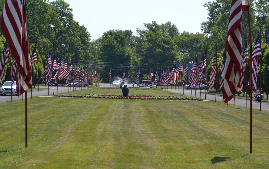 Hundreds of American flags adorn the winding roadways at the 55th Annual Avenues of Flags ceremony at Whitemarsh Memorial Park, Ambler, Pennsylvania during 2015’s Memorial Day weekend. (U.S. Air National Guard photo by Master Sgt. Christopher Botzum/Released)
