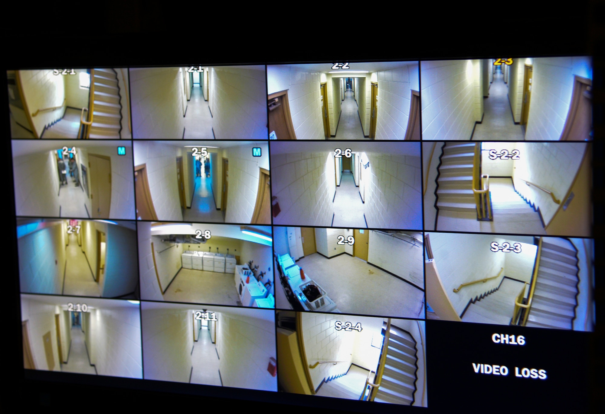 Closed Circut television  imagery captured in dormitory building 1349 at Osan Air Base, Republic of Korea, April 22, 2015.  With capabilities such as motion activation, low light capture, zoom, 1080 resolution and the ability to record up to a terabyte or roughly two weeks of data these CCTVs are an asset to ensuring the safety and wellbeing of residents. 
(USAF photo by Staff Sgt. Jacob Barriero)