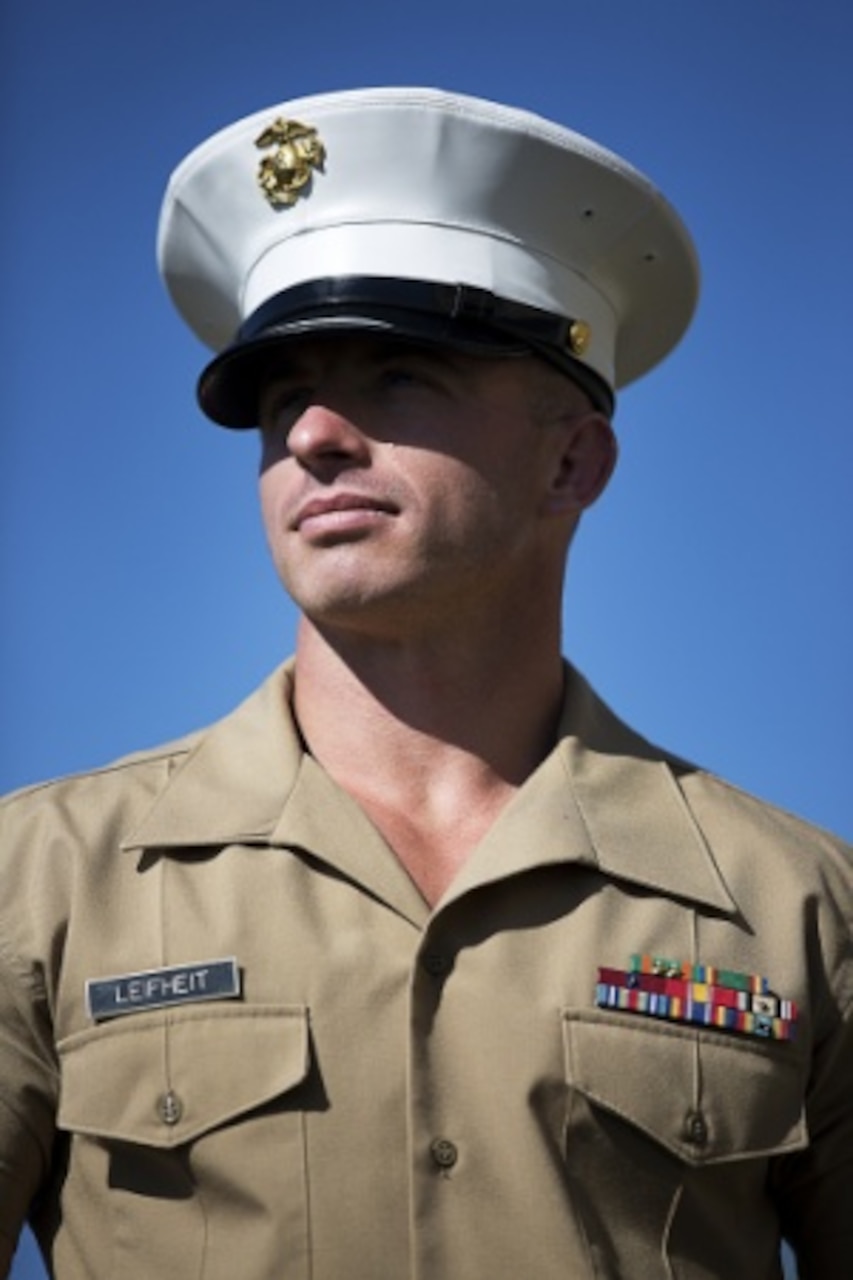 Marine Corps Sgt. Cody Leifheit, a recruiter based in Lewiston, Idaho, responded to a 19-year-old man hanging himself from a tree outside his house June 7, 2015. Leifheit, 28, climbed 25 feet up the tree to assist the man, who survived. U.S. Marine Corps photo by Sgt. Reece Lodder