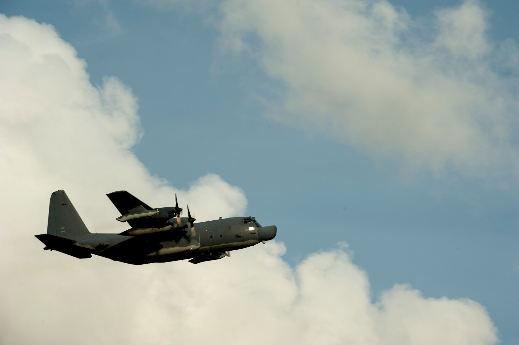 A U.S. Air Force MC-130H Combat Talon II from the 1st Special Operations Squadron flies over Kadena Air Base, Japan, shortly after takeoff May 14, 2015.  The 1st Special Operations Squadron is one of five squadrons that make up the 353rd Special Operations Group.  As the only Air Force special operations group in the Pacific, they are the focal point for Air Force special operations activities throughout the United States Pacific Command Theater.  (U.S. Air Force photo by Senior Airman Stephen G. Eigel)