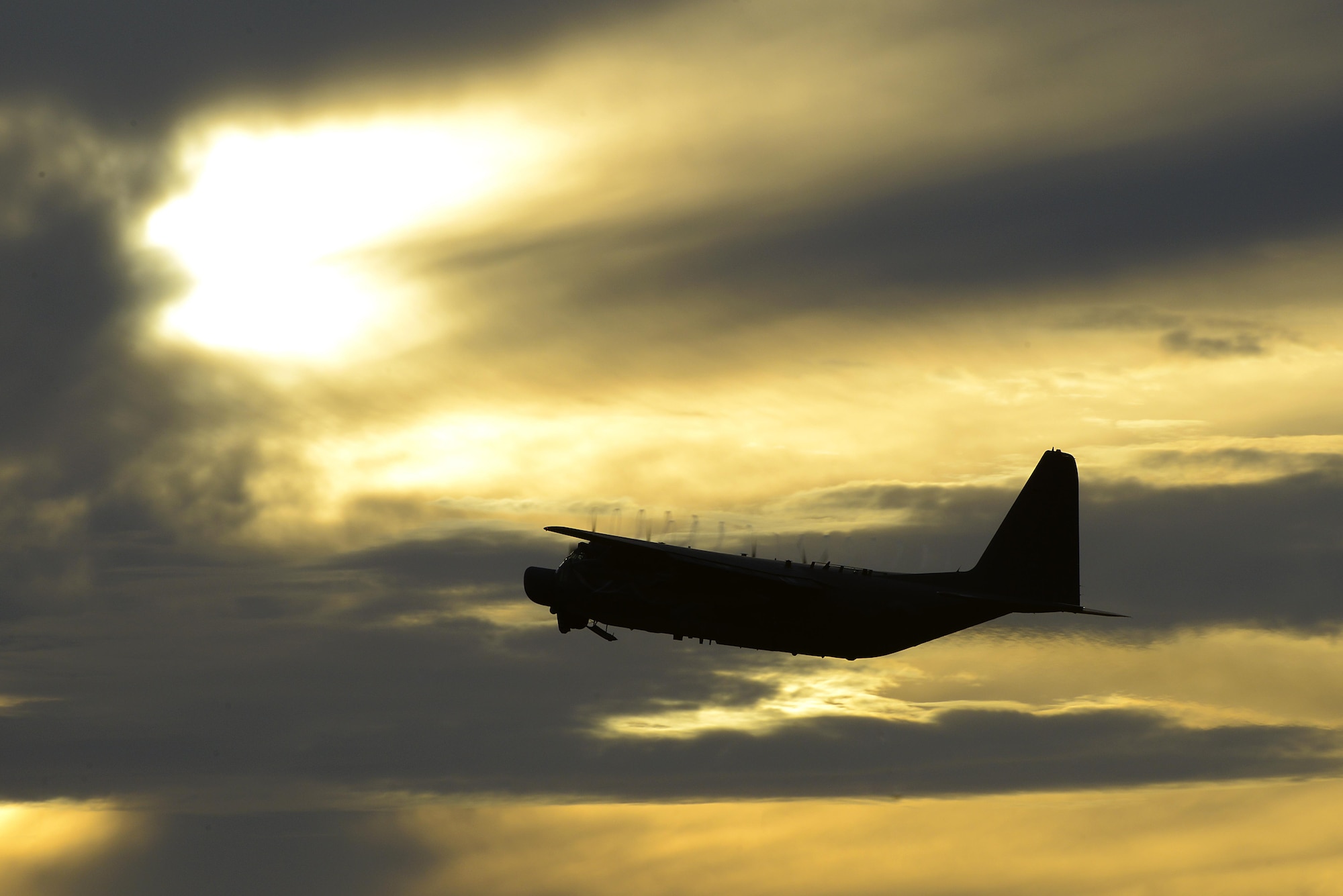 A U.S. Air Force MC-130H Combat Talon II from the 1st Special Operations Squadron flies over Kadena Air Base, Japan, shortly after takeoff May 14, 2015.  The 1st Special Operations Squadron operates the MC-130H providing infiltration, exfiltration, and resupply of special operations forces and equipment in hostile or denied territory.  (U.S. Air Force photo by Senior Airman Stephen G. Eigel)