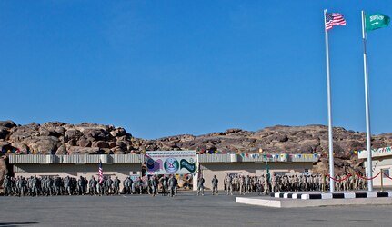 Soldiers from Third Army, the South Carolina  Army National Guard and the Kingdom of Saudi Arabia Royal Land Forces come  together to celebrate the official beginning of Exercise Friendship Two. The  exercise is one in a series of partnership training opportunities Third Army  has had with the Royal Saudi Land Forces since 2004.