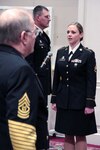 Army Staff Sgt. Jennifer Kohany sings the National Anthem at the retirement ceremony for Brig. Gen. Ronald Morrow, the deputy commander of the Illinois Army National Guard.