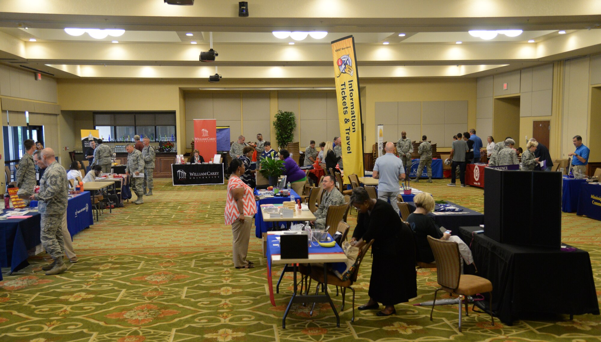 Keesler Airmen participate in the Wingman Week Resilience Fair, June 12, 2015, Keesler Air Force Base, Miss. The fair gave Airmen, dependents and base personnel information about different programs provided through on and off base agencies. (U.S. Air Force photo by Senior Airman Holly Mansfield)