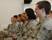 Team Beale attends comedian Bernie McGrenahan’s performance, “Comedy with a Message,” June 12, 2015, at Beale Air Force Base, California. McGrenahan began his comedy tour in 1995 to promote resiliency, safety, bystander intervention and respect. He also shares his experiences overcoming addiction. (U.S. Air Force photo by Airman 1st Class Ramon A. Adelan/Released) 