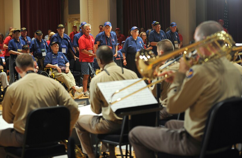 Veterans of the Korean War and volunteers watch an Airmen of Note concert June 13, 2015, at Joint Base Anacostia-Bolling, D.C. During the concert, the Airmen of Note played several pieces that were popular during the Korean War. (U.S. Air Force photo by Senior Airman Preston Webb/Released)
