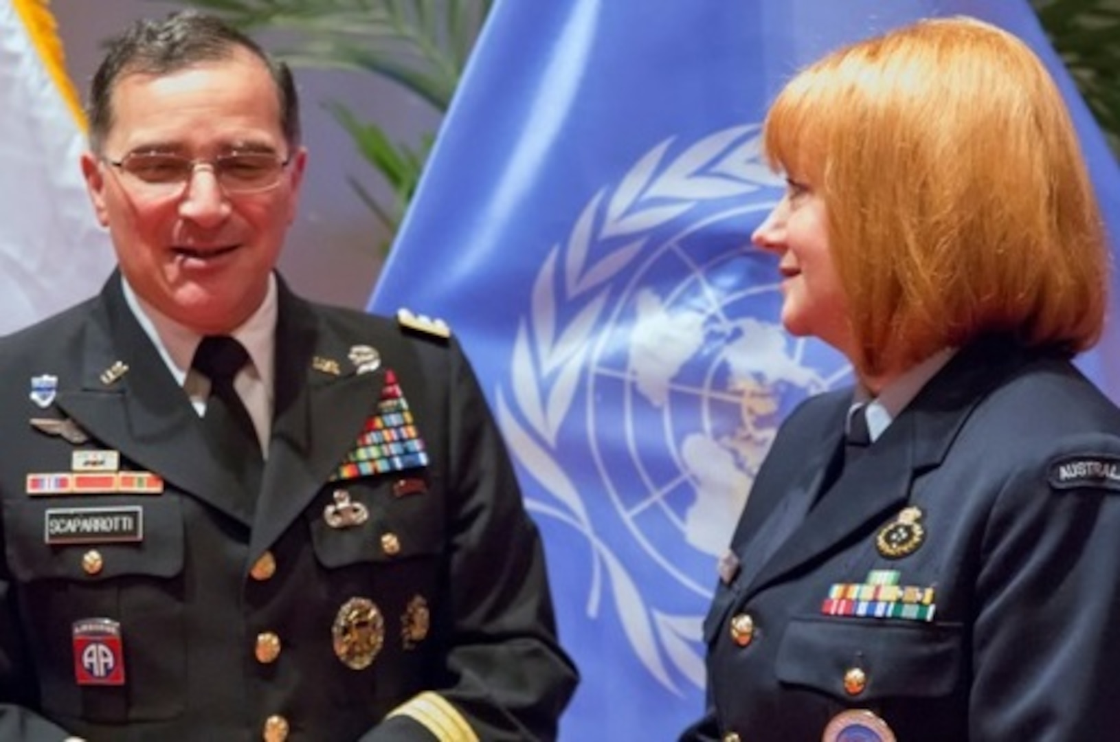 Army Gen. Curtis M. Scaparrotti, commander of United Nations Command, Combined Forces Command and U.S. Forces Korea, addresses ceremony attendees during the 69th Anniversary of the United Nations, Nov. 18, 2014. (U.S. Air Force photo by Osakabe Yasuo/Released)
