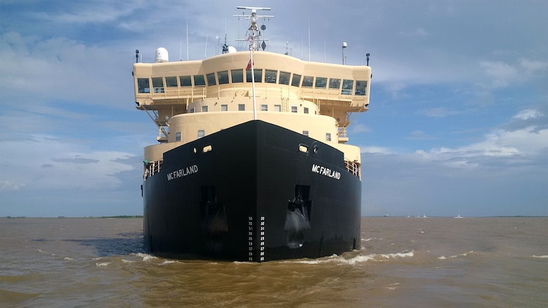 The McFarland, a deep-draft hopper dredge owned and operated by USACE Philadelphia District, conducted urgent dredging for 62 days on the Southwest Pass of the Mississippi River starting in late March of 2015. The dredge was called upon because high stages impacted navigation along the Mississippi River. 