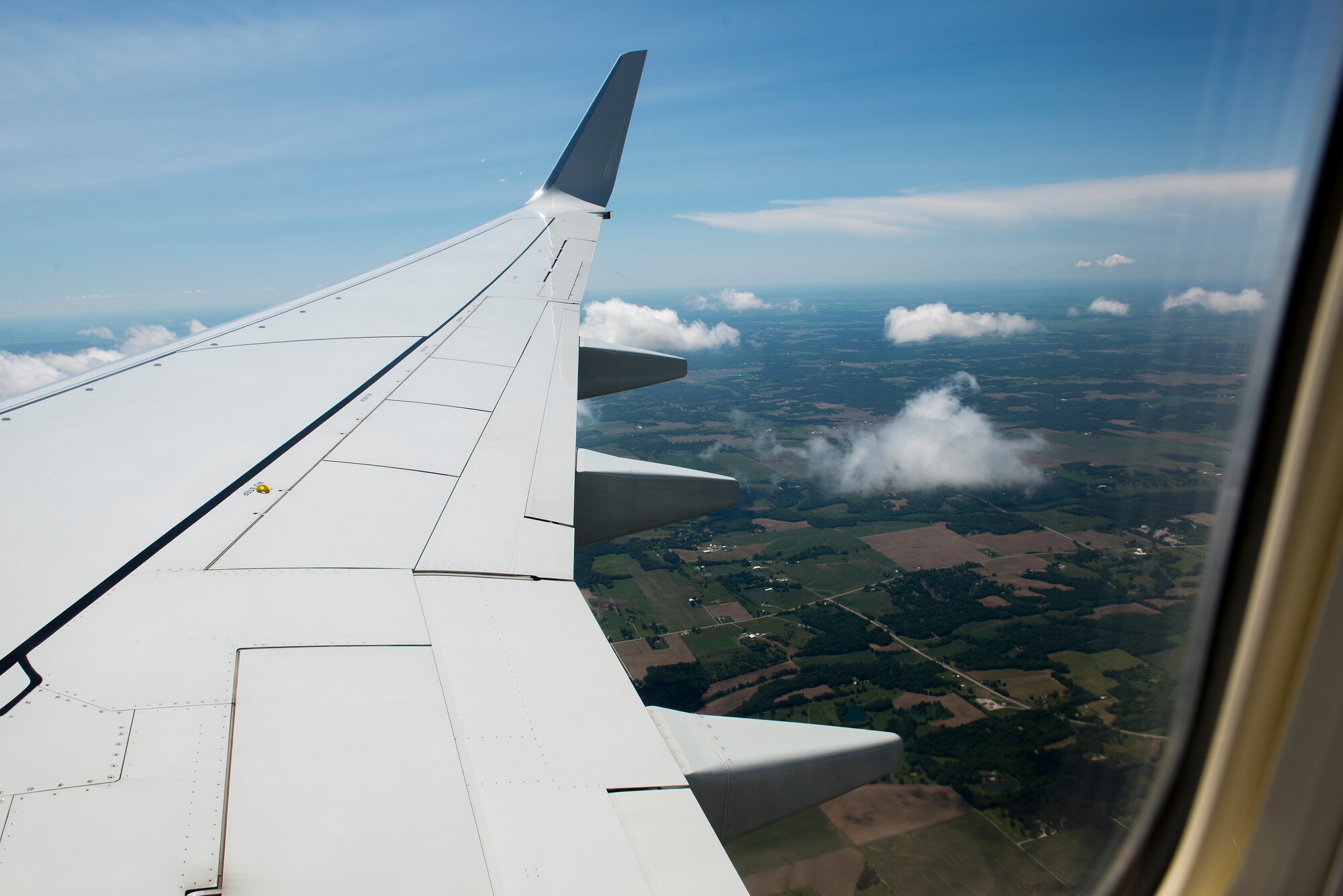 Eleven Air Force Academy cadets rode in a C-40 June 8, 2015 around the local area around Scott Air Force Base, Illinois. The cadets learned more about the aircraft and its functions during the trip from Scott to the St. Louis, Missouri area.  (U.S. Air Force Photo by Airman 1st Class Megan Friedl)