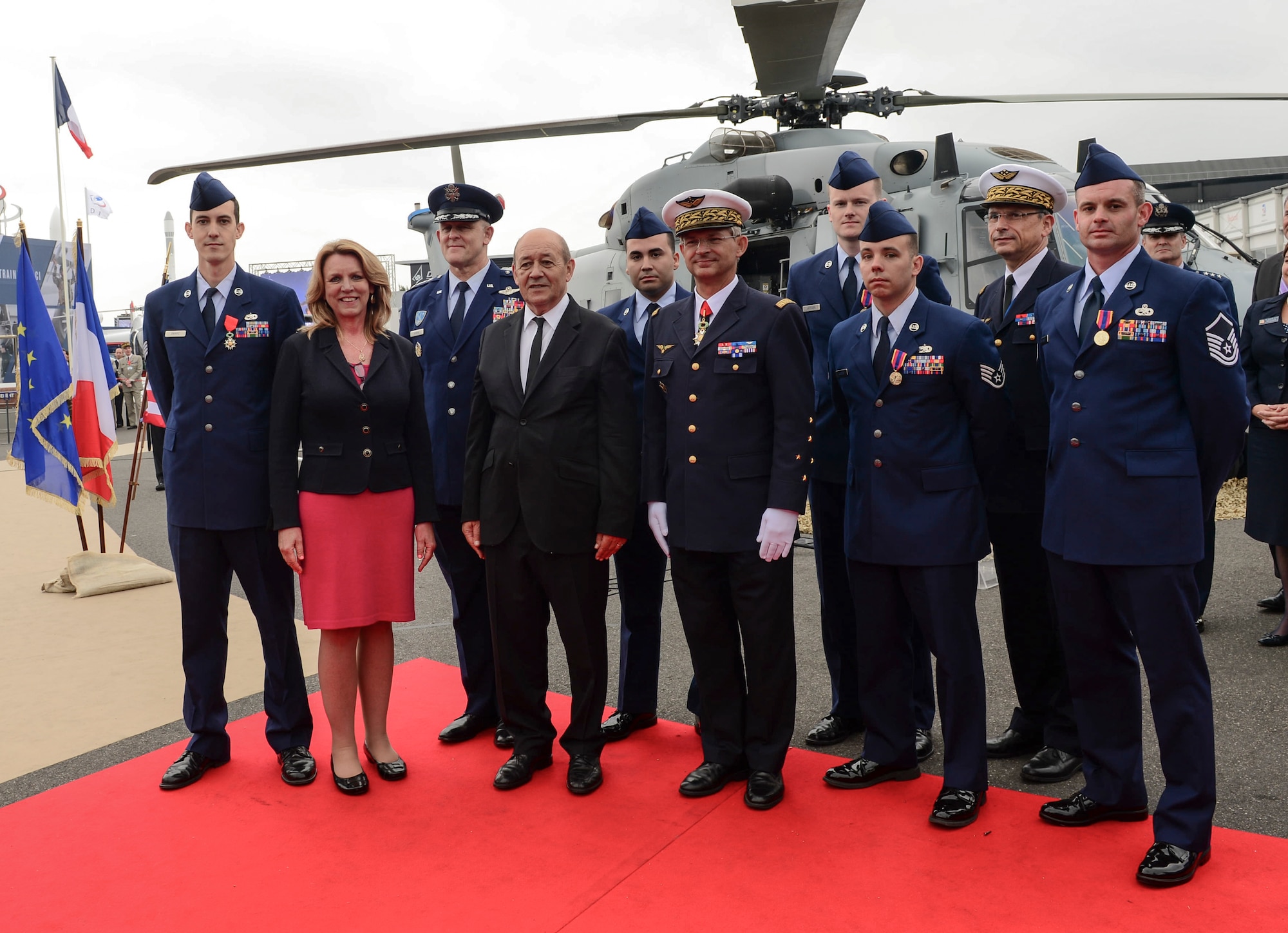Five United States Air Force #Heroes received medals for their life-saving actions of NATO allies during the Paris Air Show in France June 15, 2015. Airmen put the lives on the line during an exercise in Spain when a Greek F-16 crashed. (U.S. Air Force Photo by Senior Airman Nigel Sandridge/ Released) 