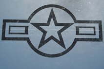 A U.S. military aircraft roundel adorns the wing of a B-52H Stratofortress at Minot Air Force Base, N.D., June 11, 2015. Usually circular in design, roundels are insignia on military aircraft used to identify the nation of origin. (U.S. Air Force photo/Airman 1st Class Justin T. Armstrong)