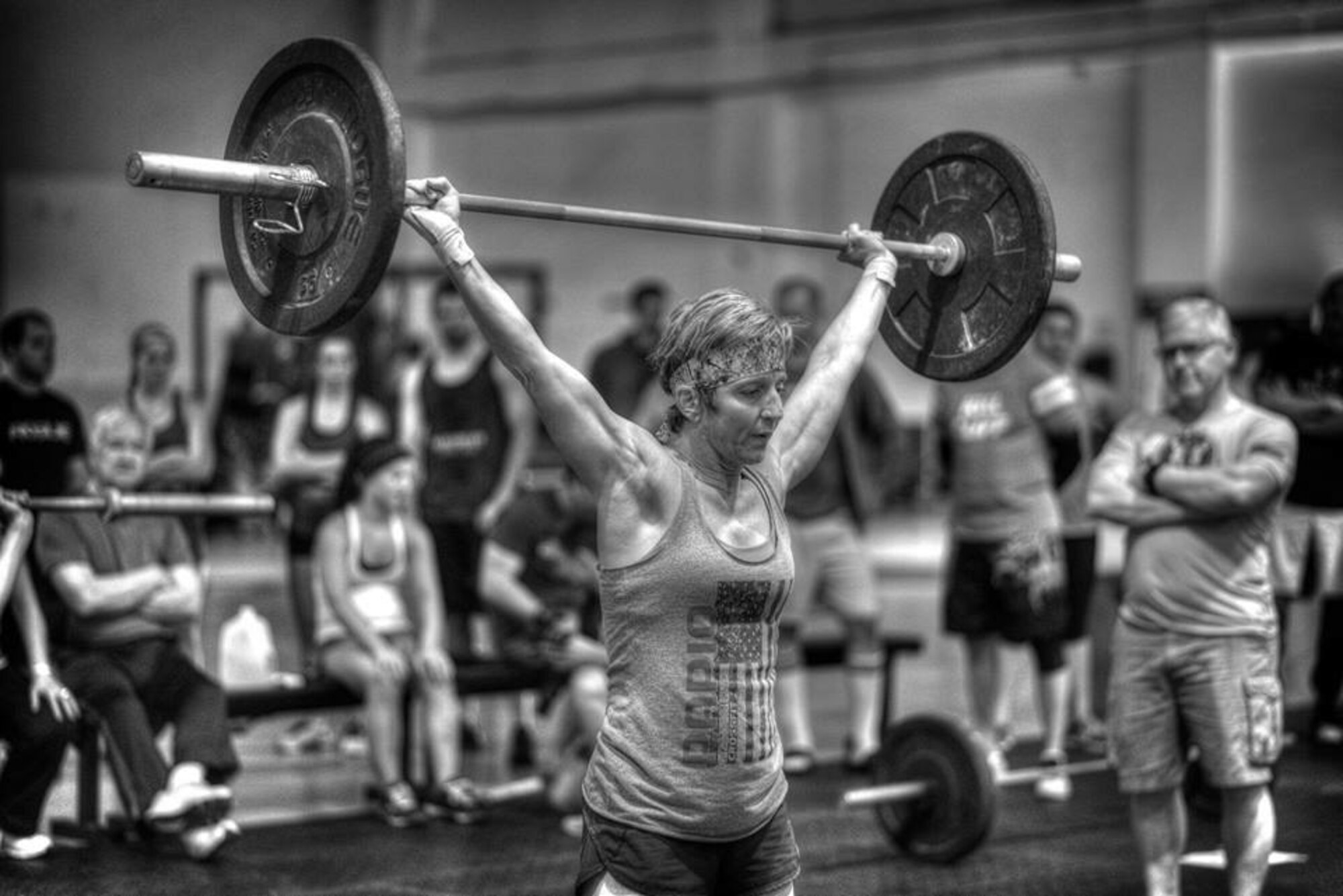 Kim Dewitt, who works at U.S. Strategic Command, competes in an event during the 2015 Team Offutt Tactical Fitness games June 12 at Offutt Air Force Base, Nebraska.  Dewitt placed 2nd in the Masters Women's Division. Nearly 50 athletes from Offutt AFB and the greater Omaha area participated in the event that has been held annually at Offutt since 2013. (Courtesy photo)