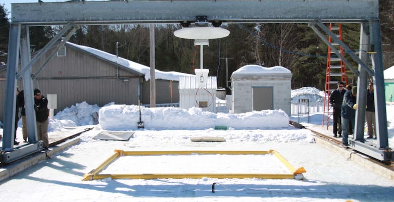 CRREL collaborates with Boise State University and DF Dickens Associates to conduct remote sensing investigations above 1.5 ft of sea ice in the Geophysical Research Facility.