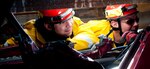 Firemen Ryan Pratt and Jeremy McAlister, from Fort Knox, Ky., search for ways to remove mannequins being used to represent survivors of a mock collapsed parking garage during U.S. Army North’s Vibrant Response 11.1 Homeland Emergency Response exercise held at Muscatatuck Urban Training Complex March 18 in Butlerville, Ind.