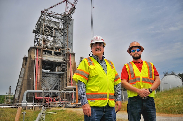 Brad Butler, right, who works in safety as a contractor for Marshall Engineering Technicians and Trades Support Services, followed his father Donnie’s footsteps into a career in safety. Donnie is an occupational safety and health specialist for the Corps of Engineers, Huntsville Center. 

