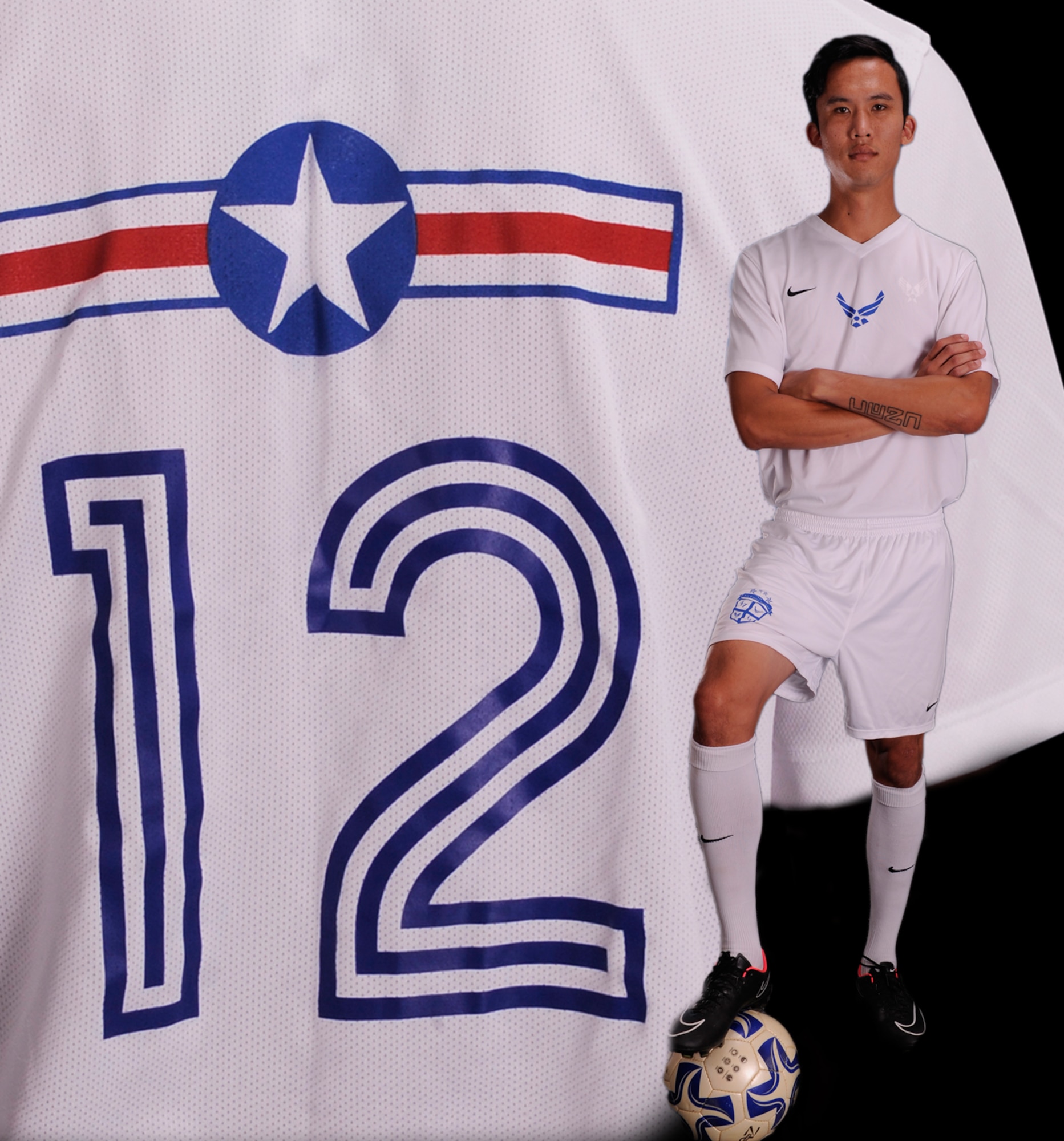 Senior Airman Cody Sullivan, 325th Logistics Readiness Squadron central storage technician, from Tyndall Air Force Base, Fla. made this years the All-Air Force soccer team. The All-Air Force team received more than 100 submissions, but only the elite were selected. (U.S. Air Force graphic by 325th Fighter Wing Public Affairs/Released)