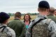 Secretary of the Air Force Deborah Lee James speaks to Airman on the flightline after landing at RAF Fairford, United Kingdom June 17, 2015. During James visit she learned that RAF Fairford is able to provide unparalleled mission support and receive bed down and sustain deployed forces to enable U.S. and NATO warfighters to conduct full spectrum flying operations from USAFE's only Bomber Forward Operating Location, that Air Force Global Strike Command is using to participate in the multi-national BALTOPS 2015 and Saber Strike exercises. (U.S. Air Force photo by Tech. Sgt. Chrissy Best)