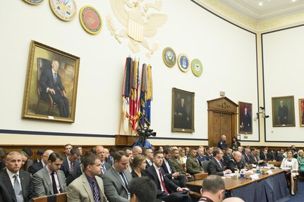 Chairman of the Joint Chiefs of Staff Gen. Martin E. Dempsey and Secretary of Defense Ashton Carter testify before the House Armed Services Committee in Washington D.C. June 17, 2015. 