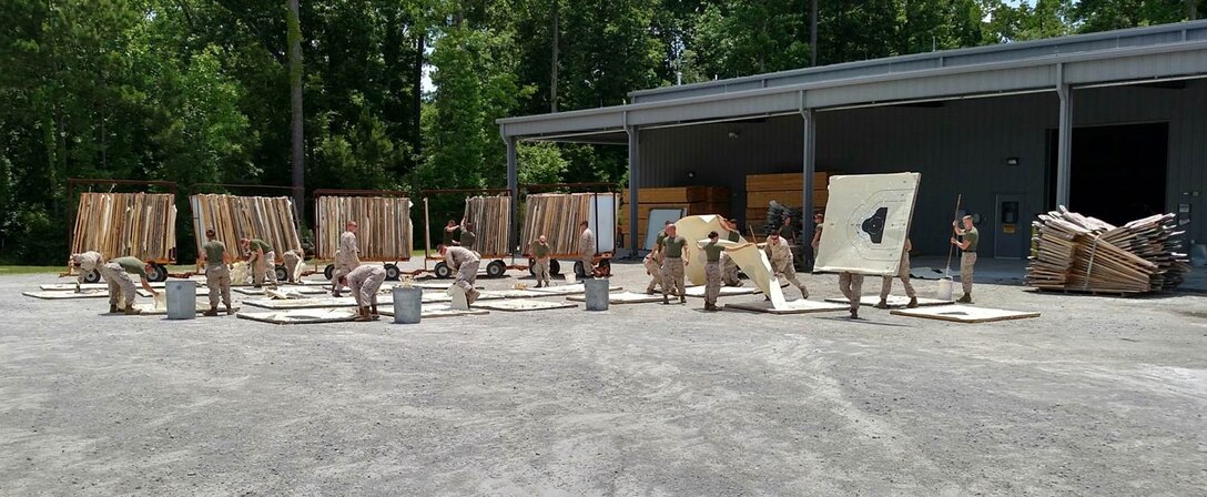 8 Jun 2015 – Range detail Marines build targets at the Stone Bay Target Shed.  Weapons Training Battalion produces over 750 targets each week for annual rifle training and qualification.  The coroplast and wood is recycled several times with only the paper target resurfaced each time.