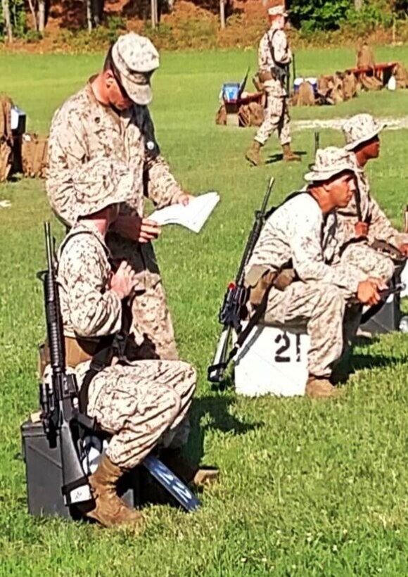 15 Jun 2015 – SSgt Kloskey (MAG-26 Staff Non-fire) reviews his shooter’s data book.  Marksmanship proficiency in the Camp Lejeune region has notably increased in the past several months thanks to greater Staff Non-fire engagement.